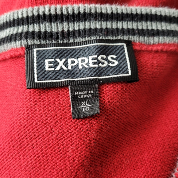 EXPRESS Sweater Pullover V Neck Red - Picture 8 of 9